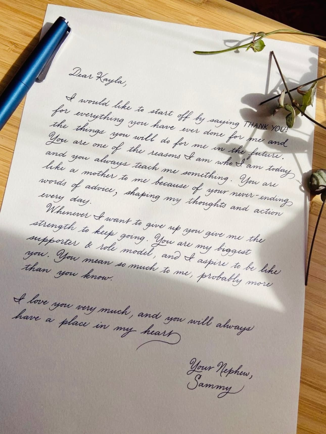 Handwritten love letter