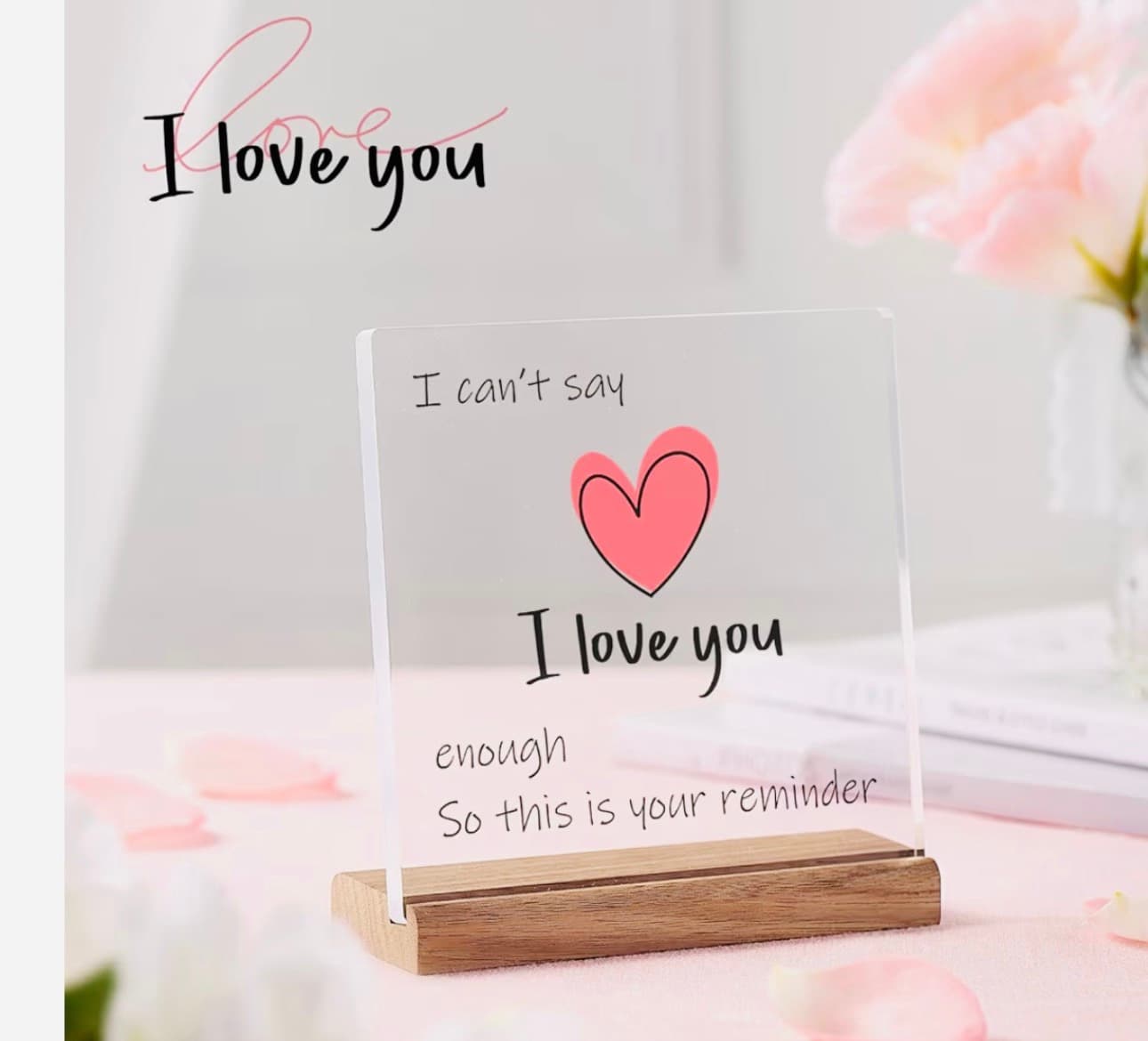 "I Love You" glass block